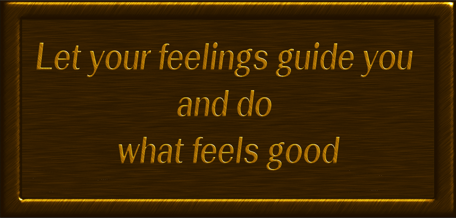 Let your feelings guide you and do what feels good
